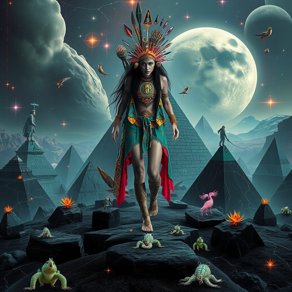 Surreal Collage of a Mystical Woman in a Distorted Reality