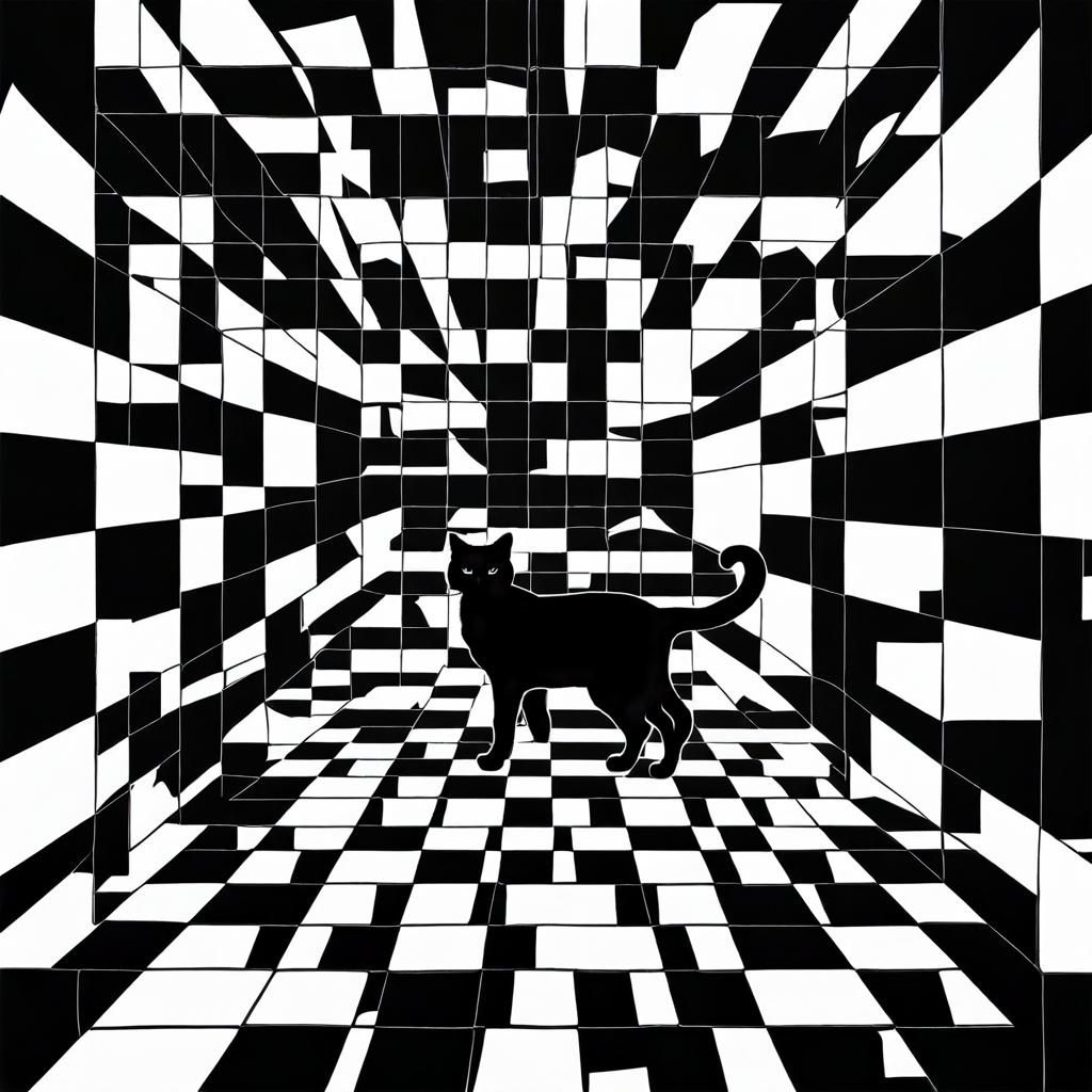 Monochrome Chessboard of Cats
