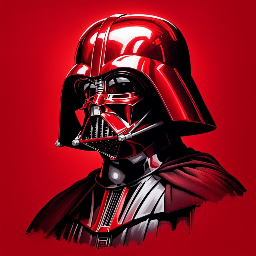 Dramatic Red Monochromatic Darth Vader Portrait