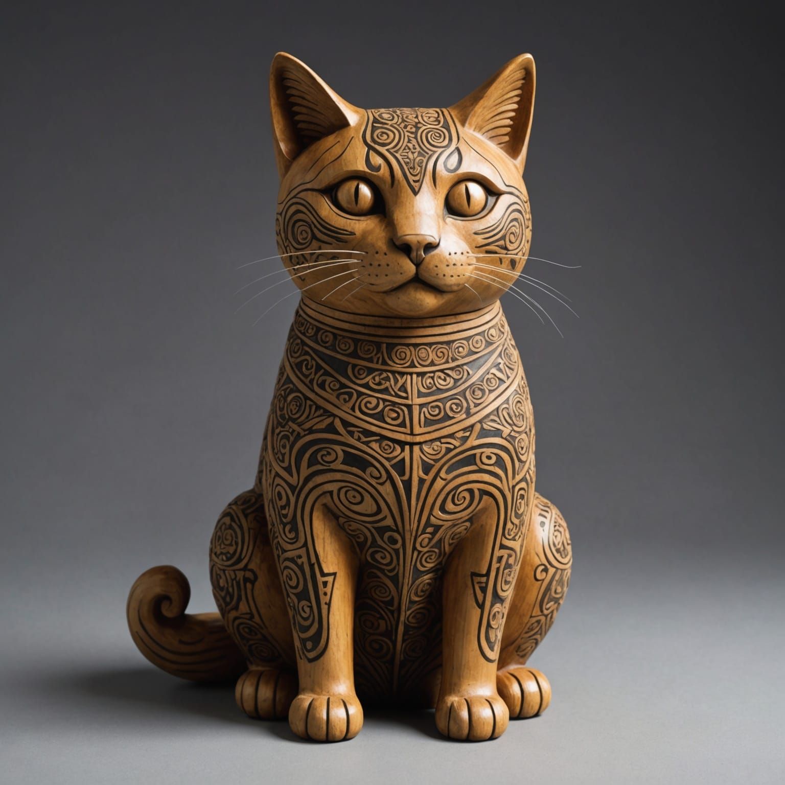 Cat Sculpture in Uryko Art Style