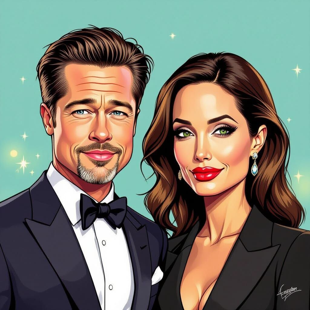 Mr. & Mrs. Smith Caricature in Cartoon Style