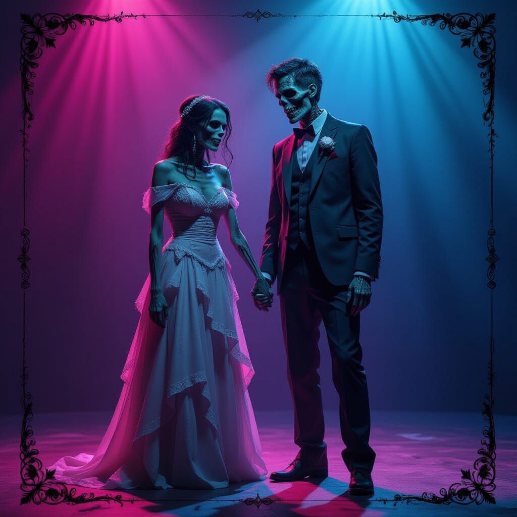 Undead Zombie Couple at Spooky Prom Night