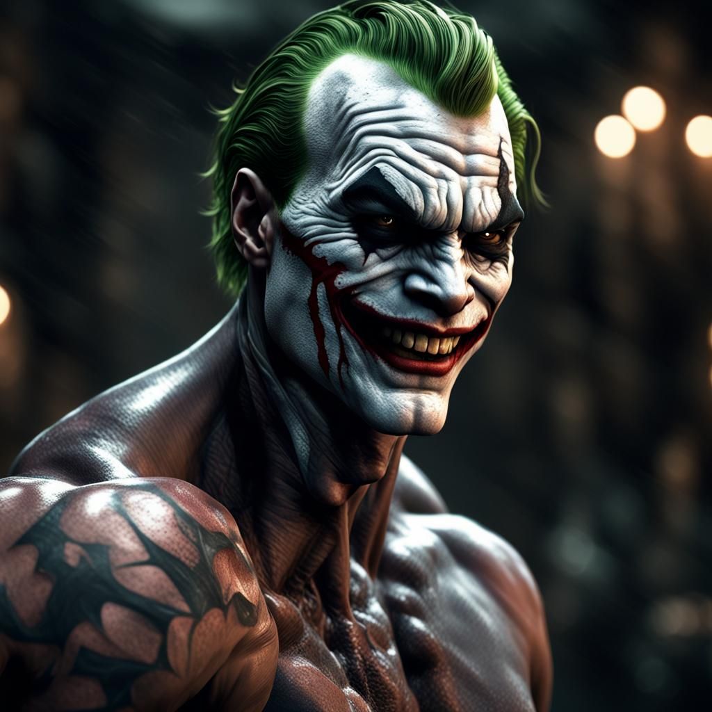 Dark Knight Joker with Tattoos: Hyper-Detailed Concept Art
