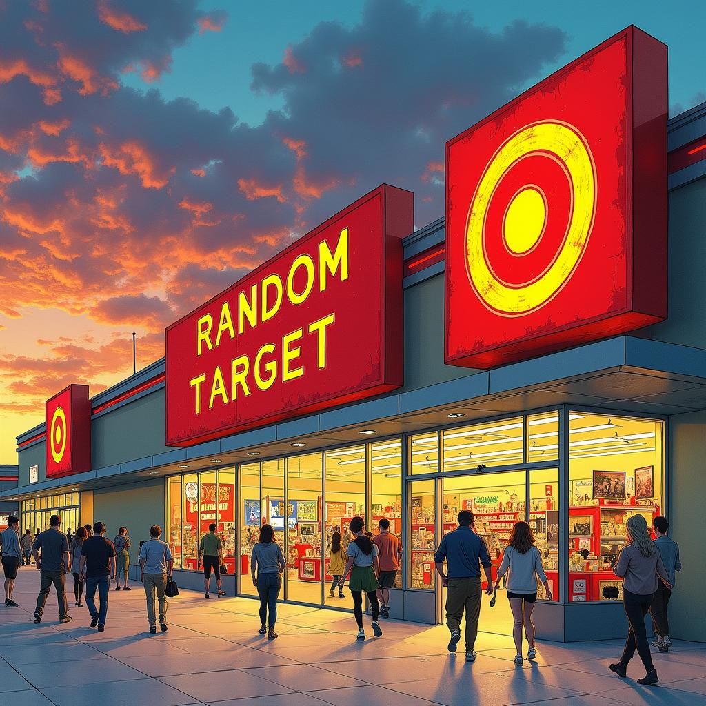 Department Store at Sunset in Contemporary Collage Style