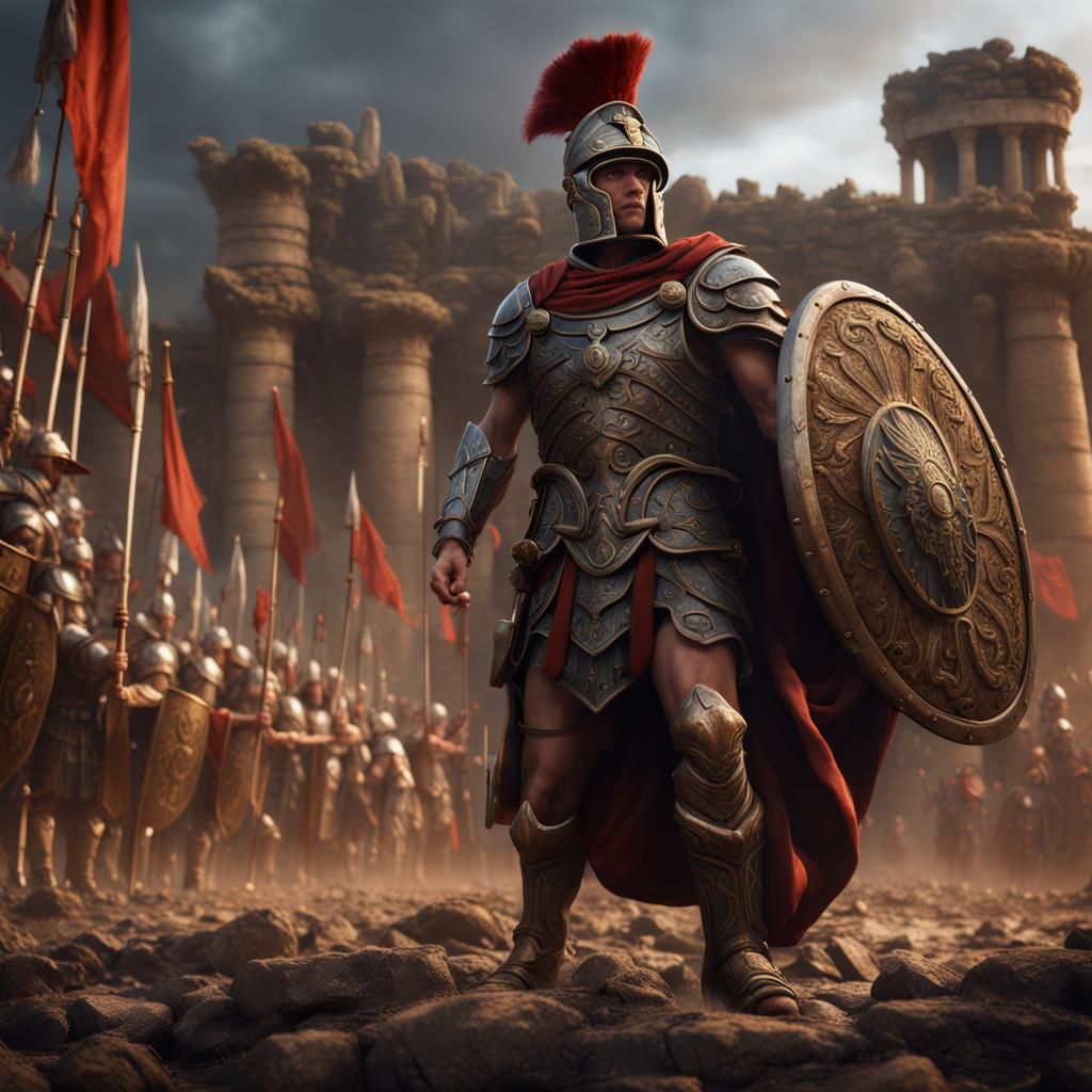 Roman Legion: Detailed Matte Painting in Deep Color