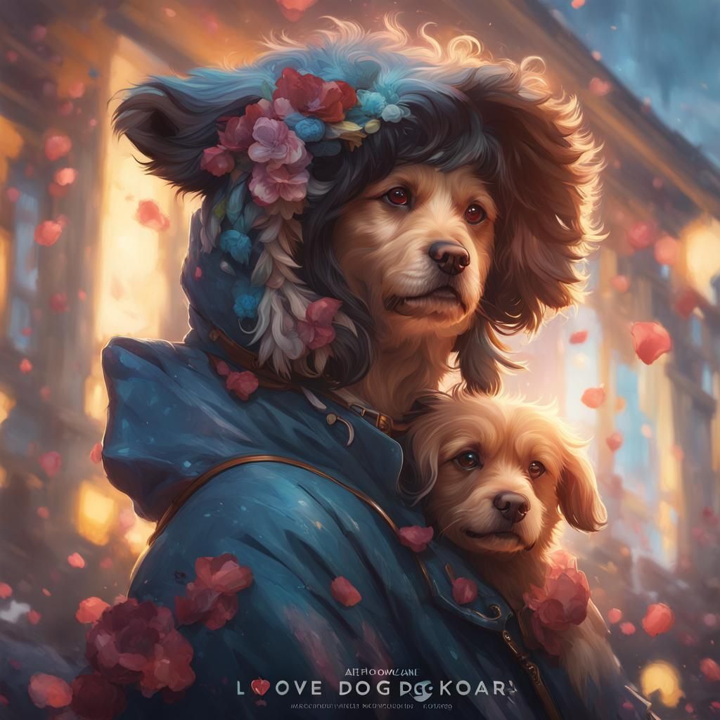 Hyperdetailed Portrait of a Dog in Art Nouveau Style