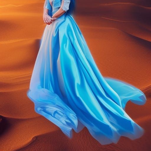 Girl in Shiny Blue Gown: Digital Matte Painting