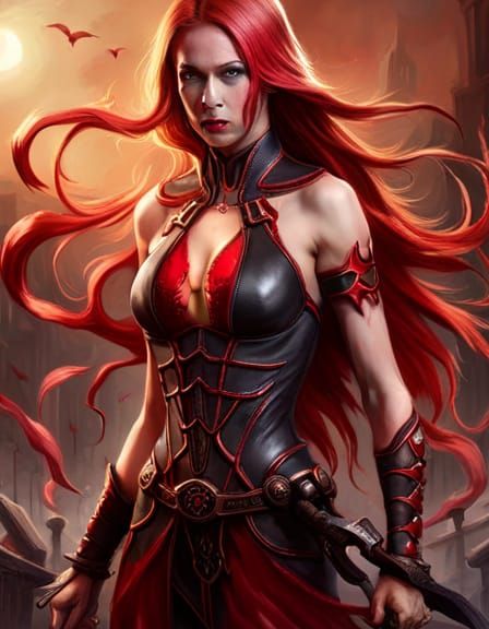 Blood Magess Half-Portrait with Red Tentacles