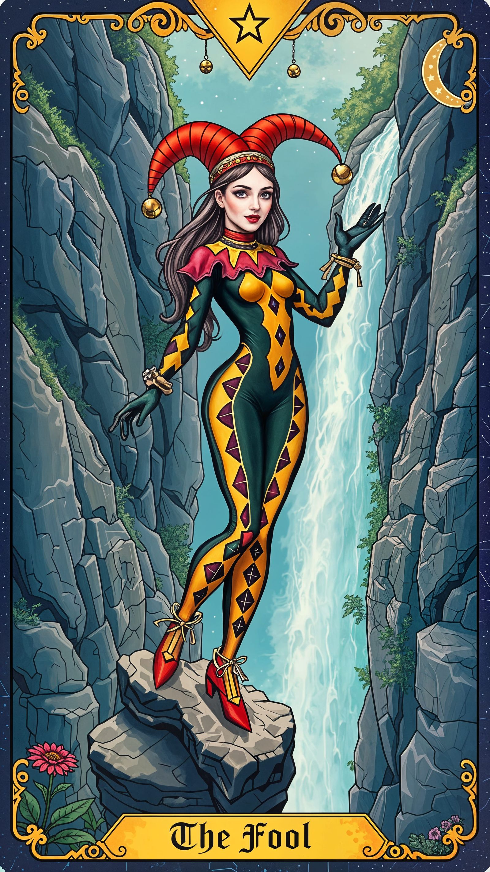 The Female Fool Tarot Card: Cosmic Harlequin