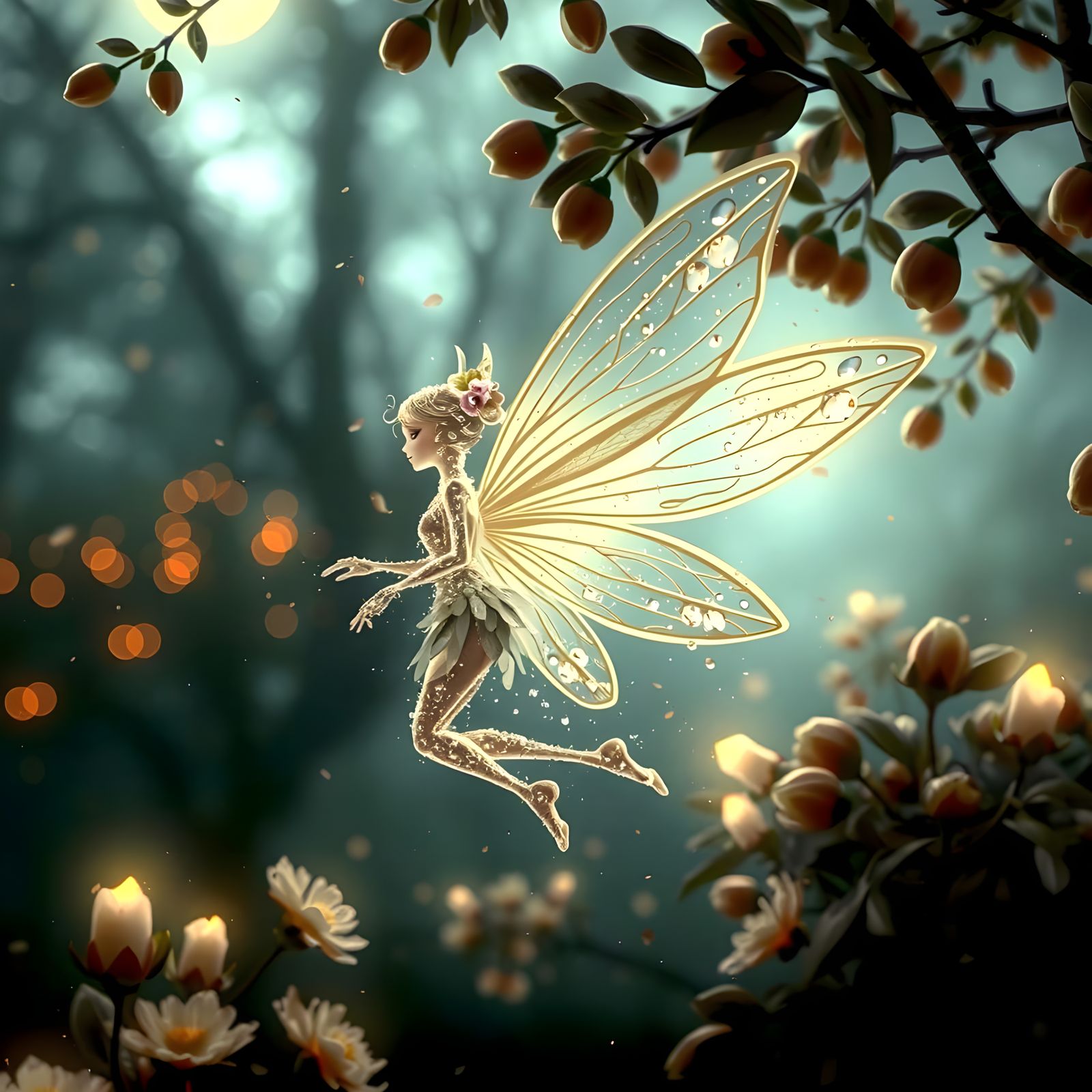 Ethereal Dew Fairy in Whimsical Digital Illustration