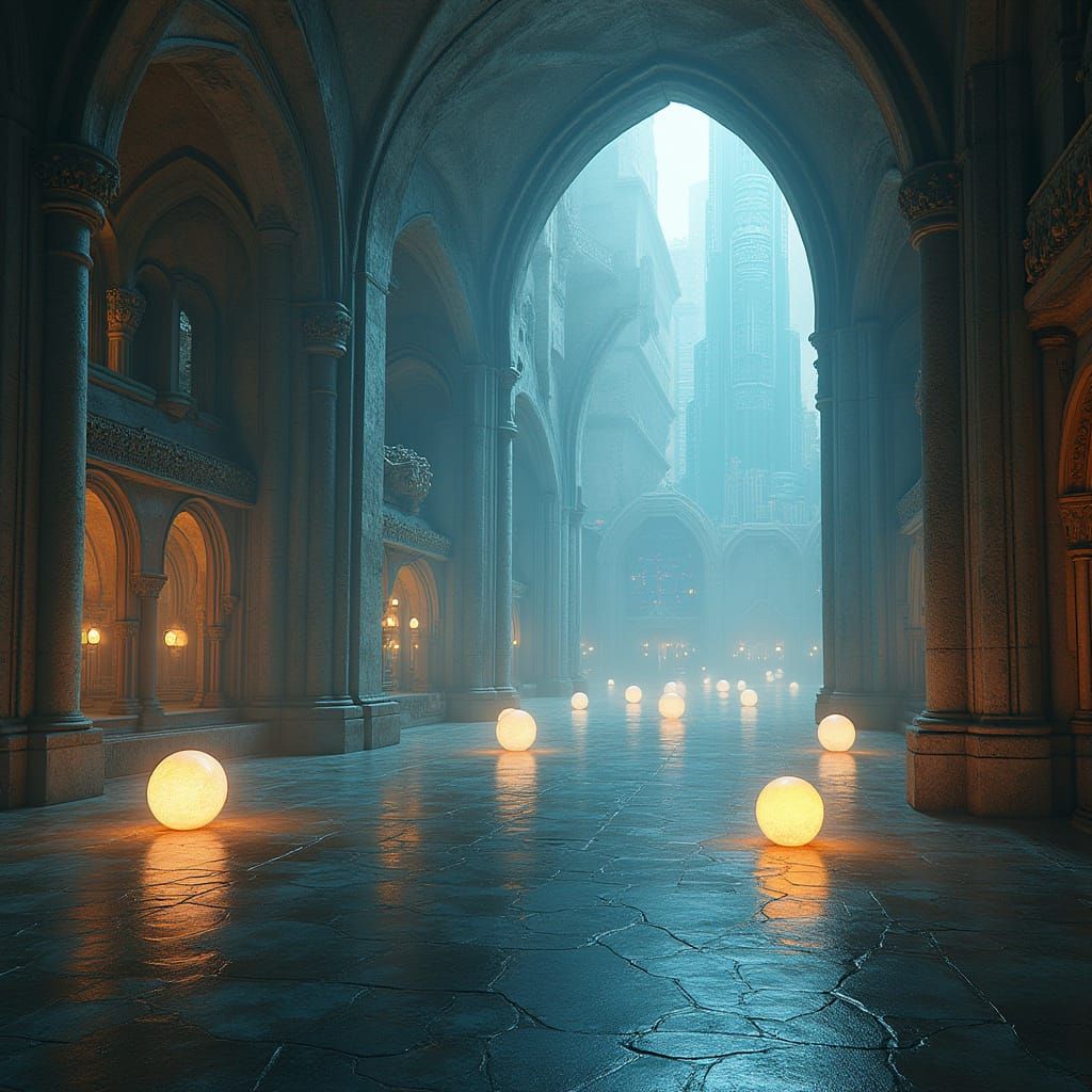 Gothic Futuristic Underground Piazzas in 2100