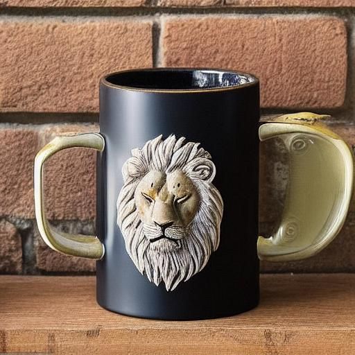 Brutalist Ceramic Lion Mug Inspired by Masters
