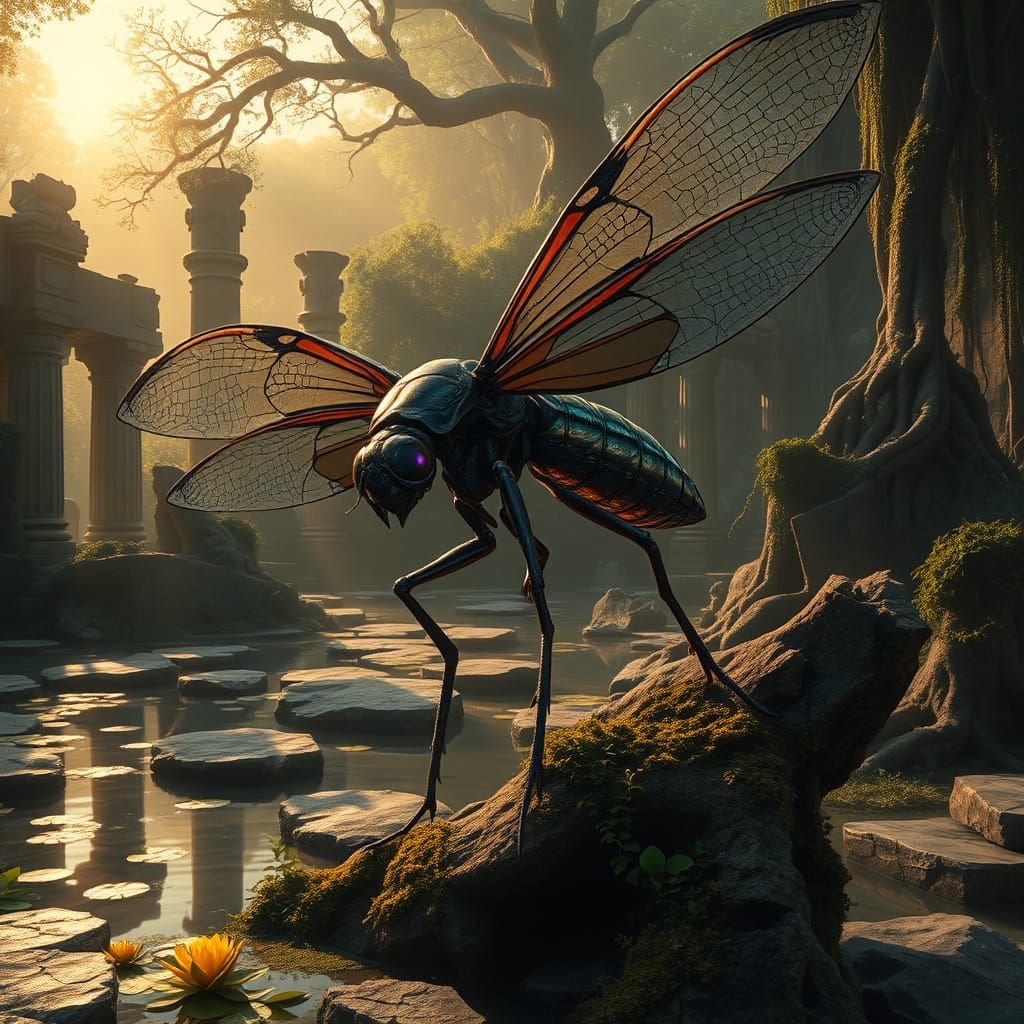 Primeval Forest Lagoon with Ancient Griffinfly