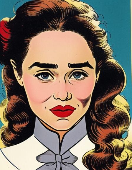 Vintage Comic Book Illustration of a Young Woman