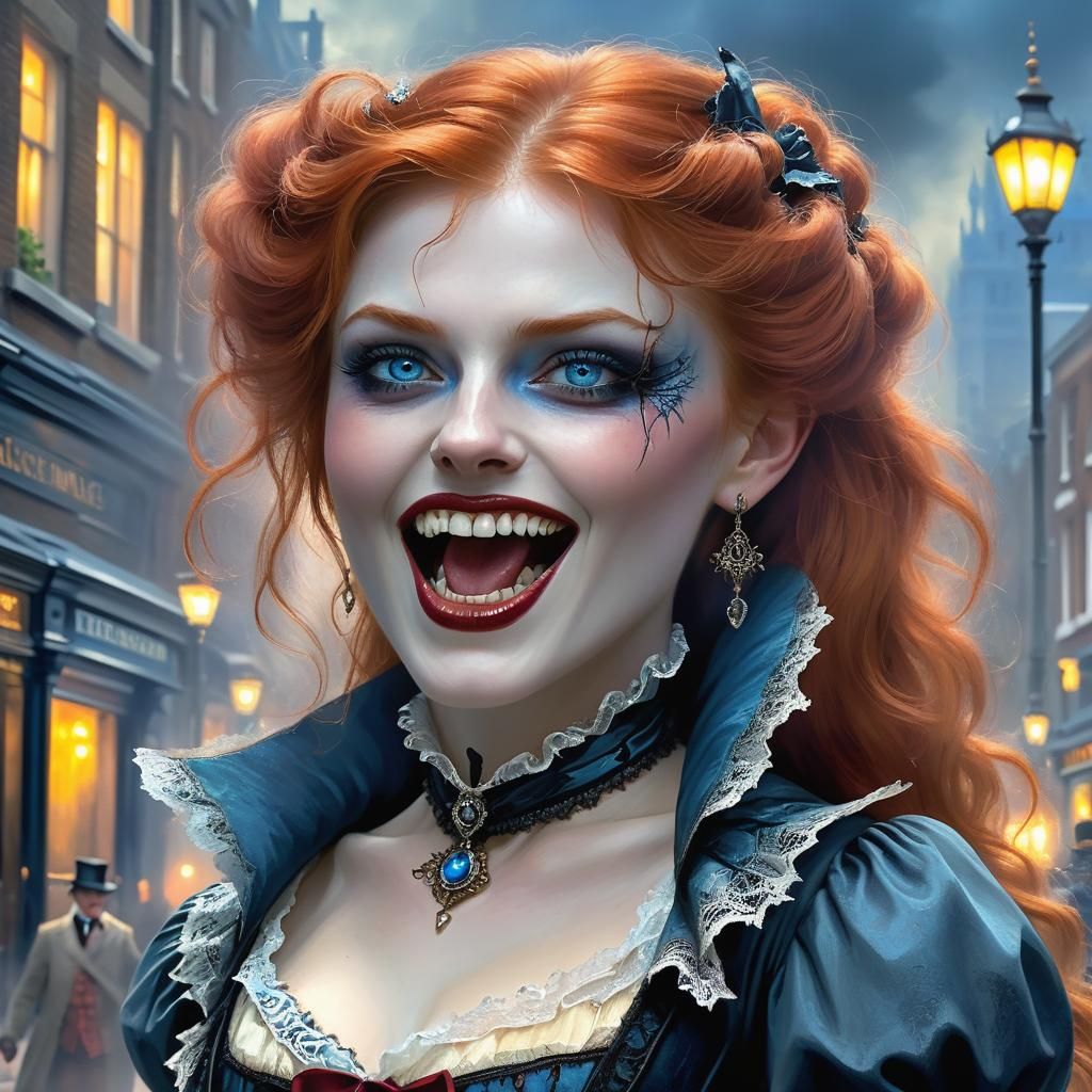 Victorian Vampire in London, Ethereal Fantasy Art