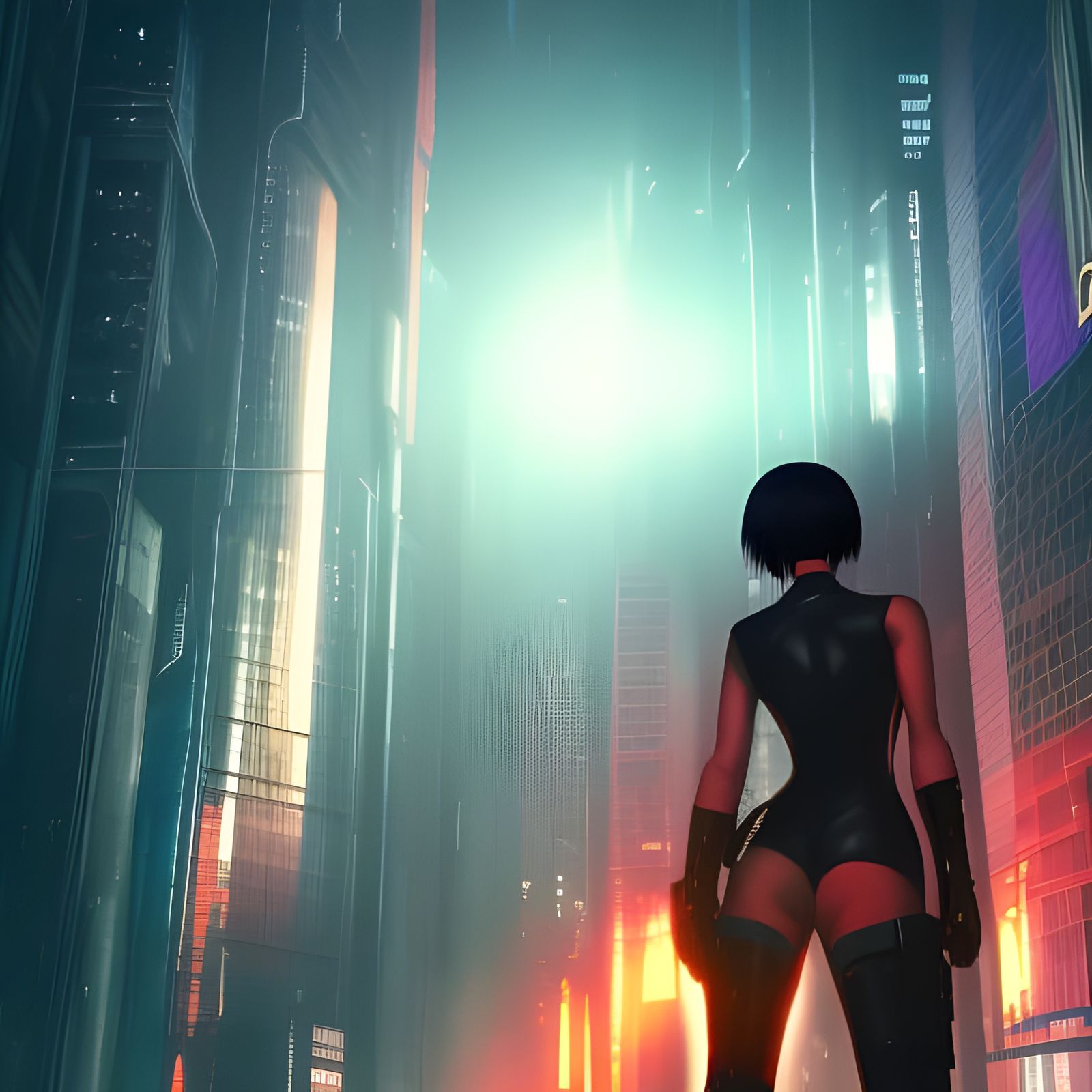 Cyberpunk Cityscape with Planet Explosion, Digital Art