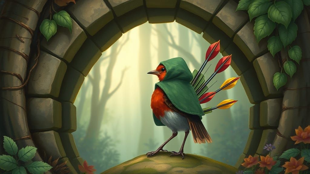 Robin Hood in Forest, Fairytale Art