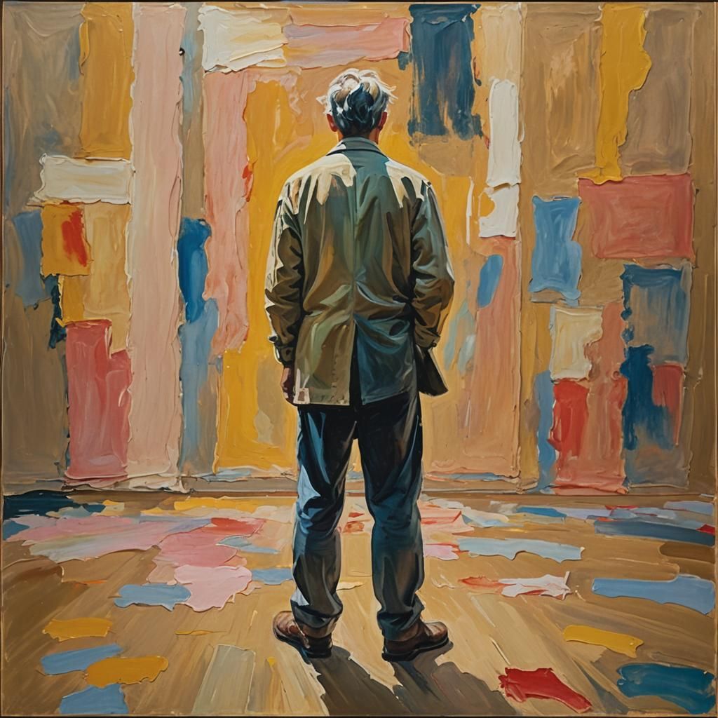 Solemn Figure in Impressionist Gouache Masterpiece