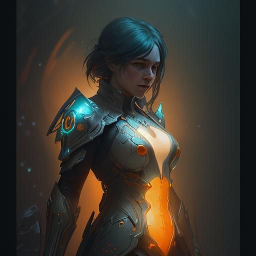 Luminous Ladybug Concept Art in Orange and Teal