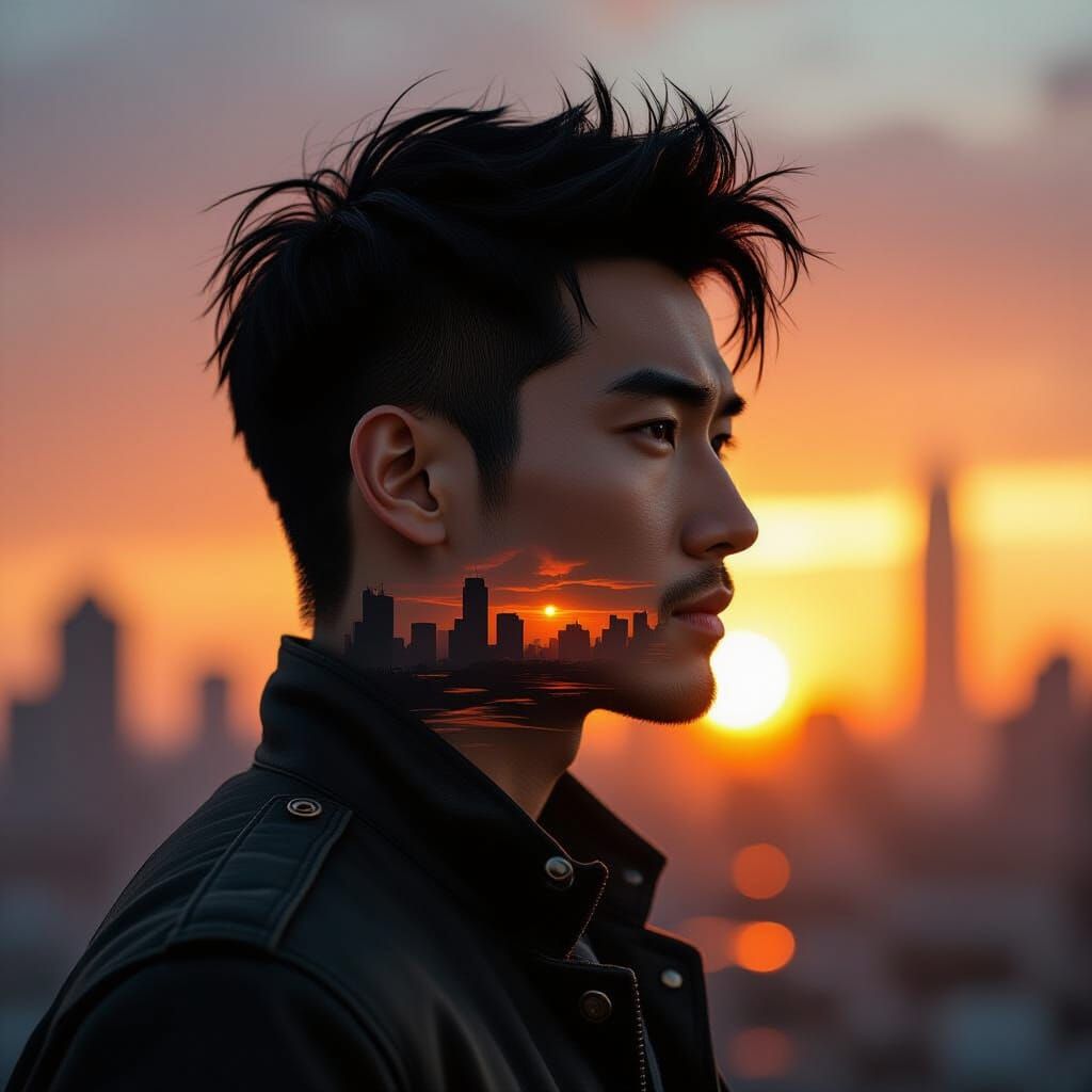 Post-Apocalyptic Cityscape Double Exposure Portrait