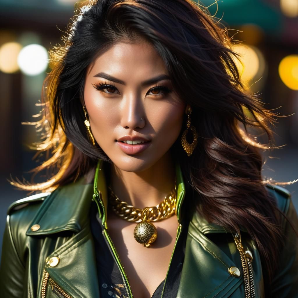 Beautiful Part-Asian Bad-Girl in Dark Fantasy Romance Style