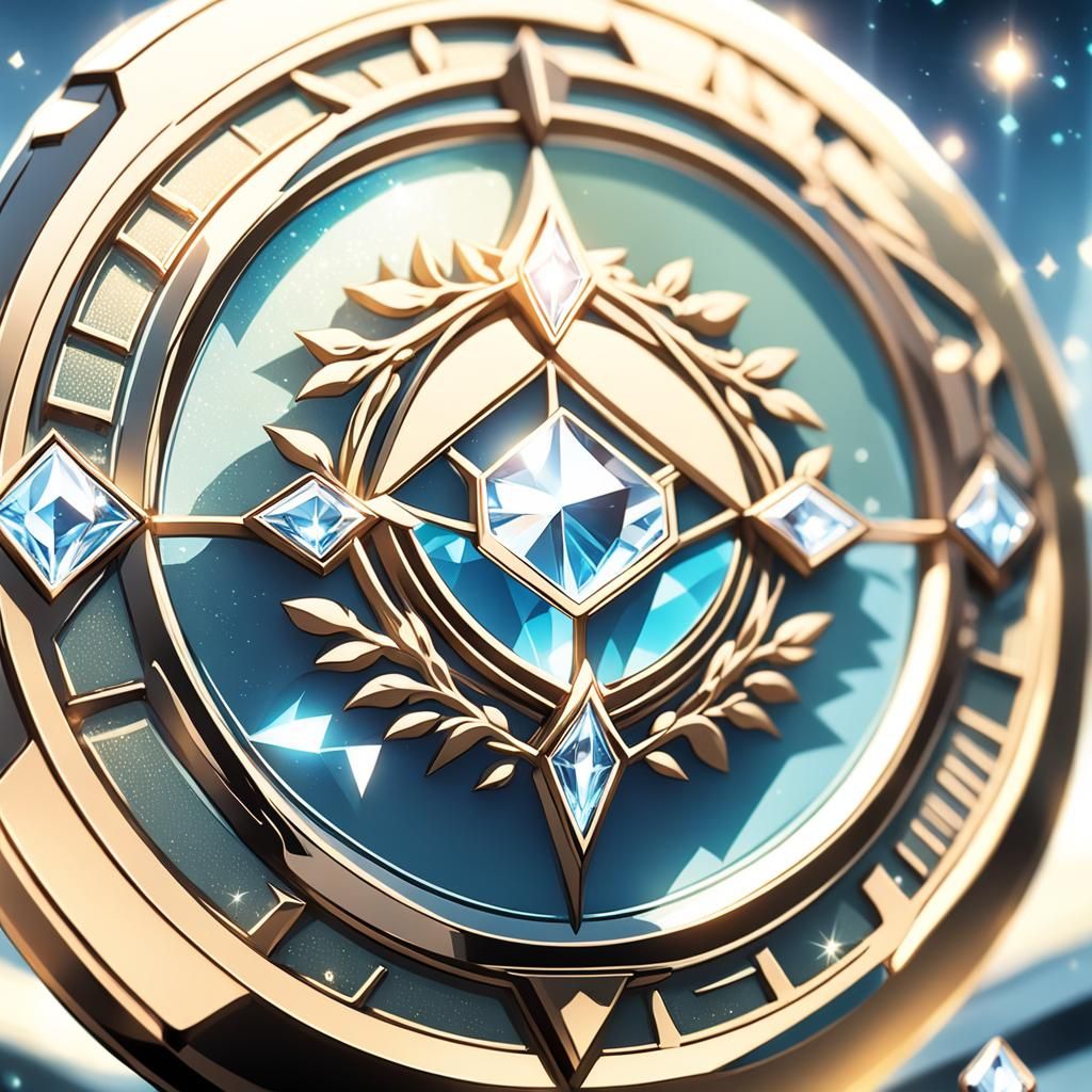 Magical Anime School Badge with Diamond Center