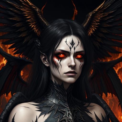 Dark Fantasy Angel-Demon Hybrid Portrait