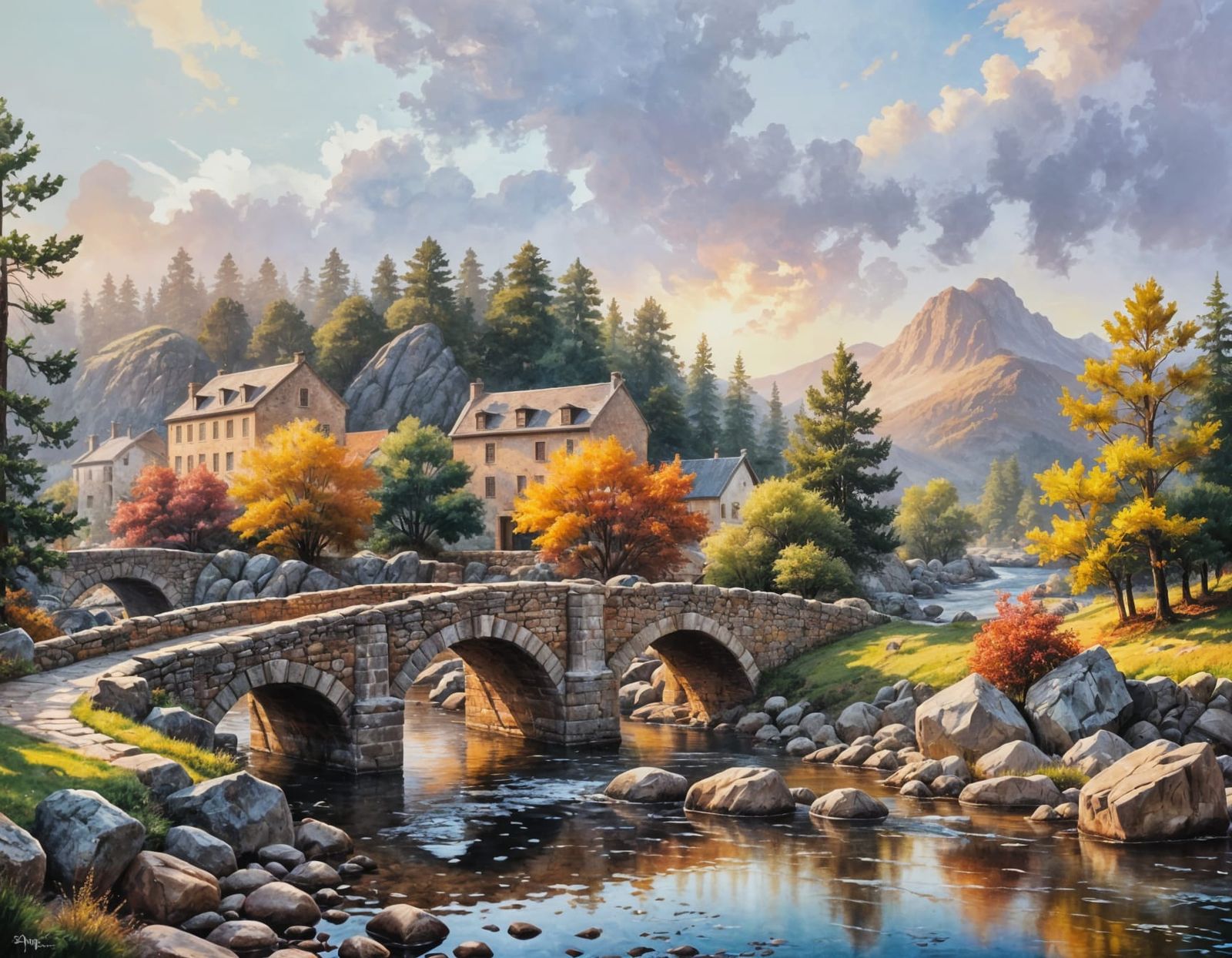 Quaint Town Divided by a Serene River