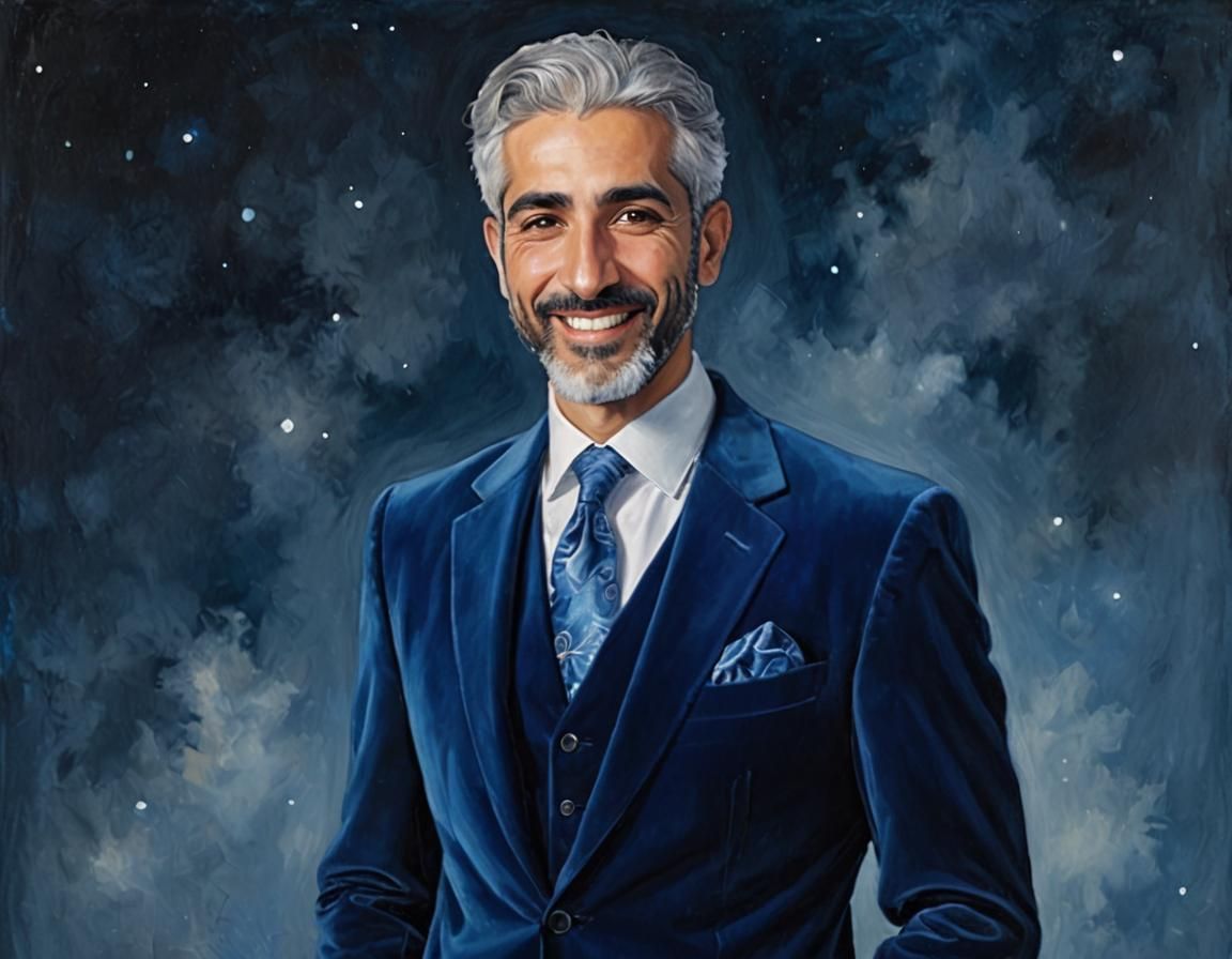 Elegant Man in Velvet Suit: Impressionist Oil Painting
