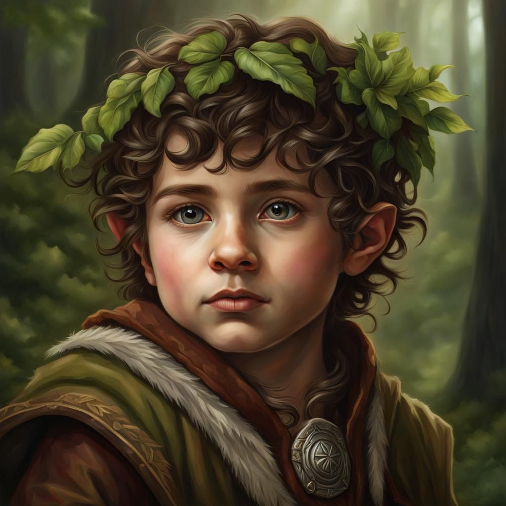 Hyperrealistic Portrait of a Halfling Druid