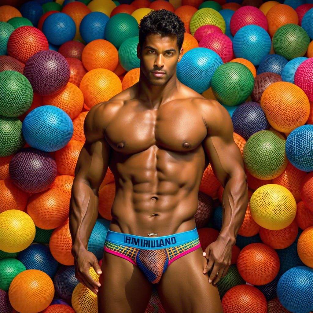 Muscular Brazilian Hunk in Fishnet Thong