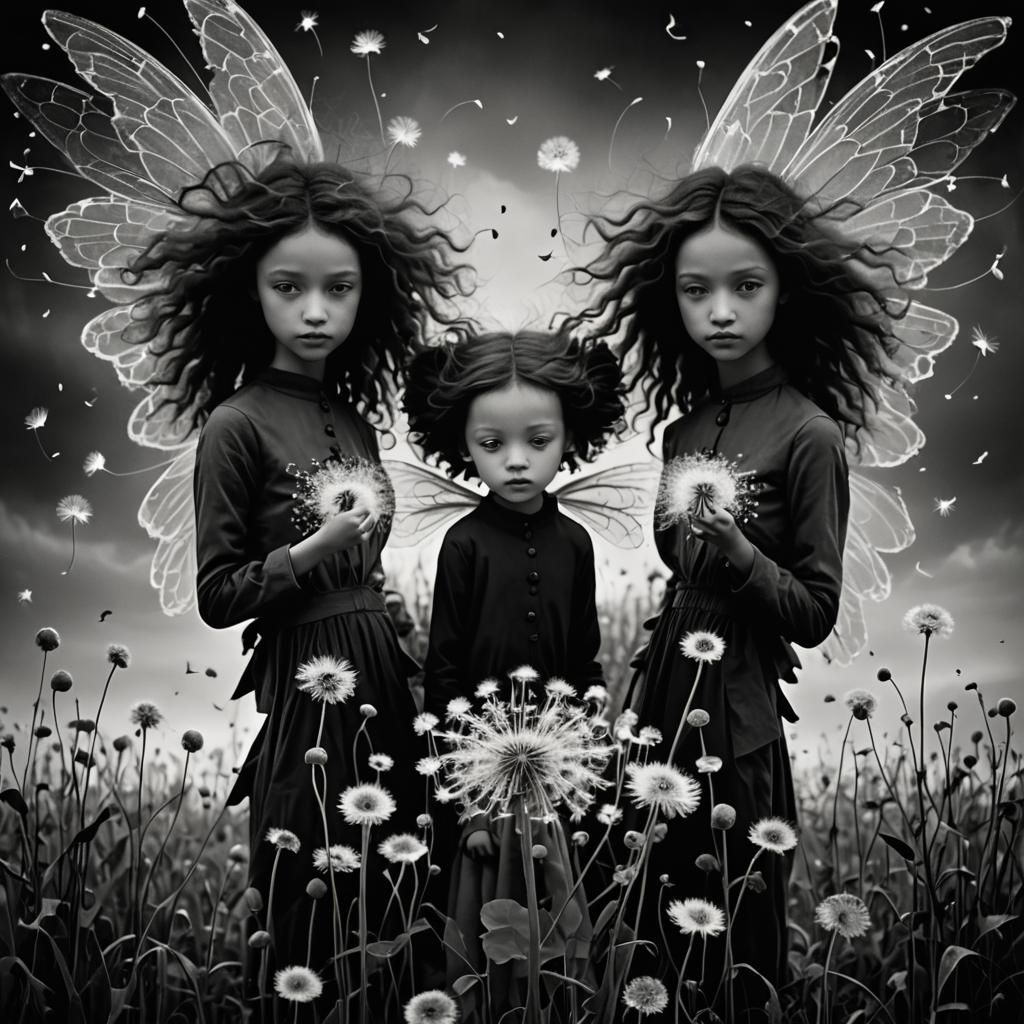 Winged Fairies Making Wishes in Surreal Dreamscape