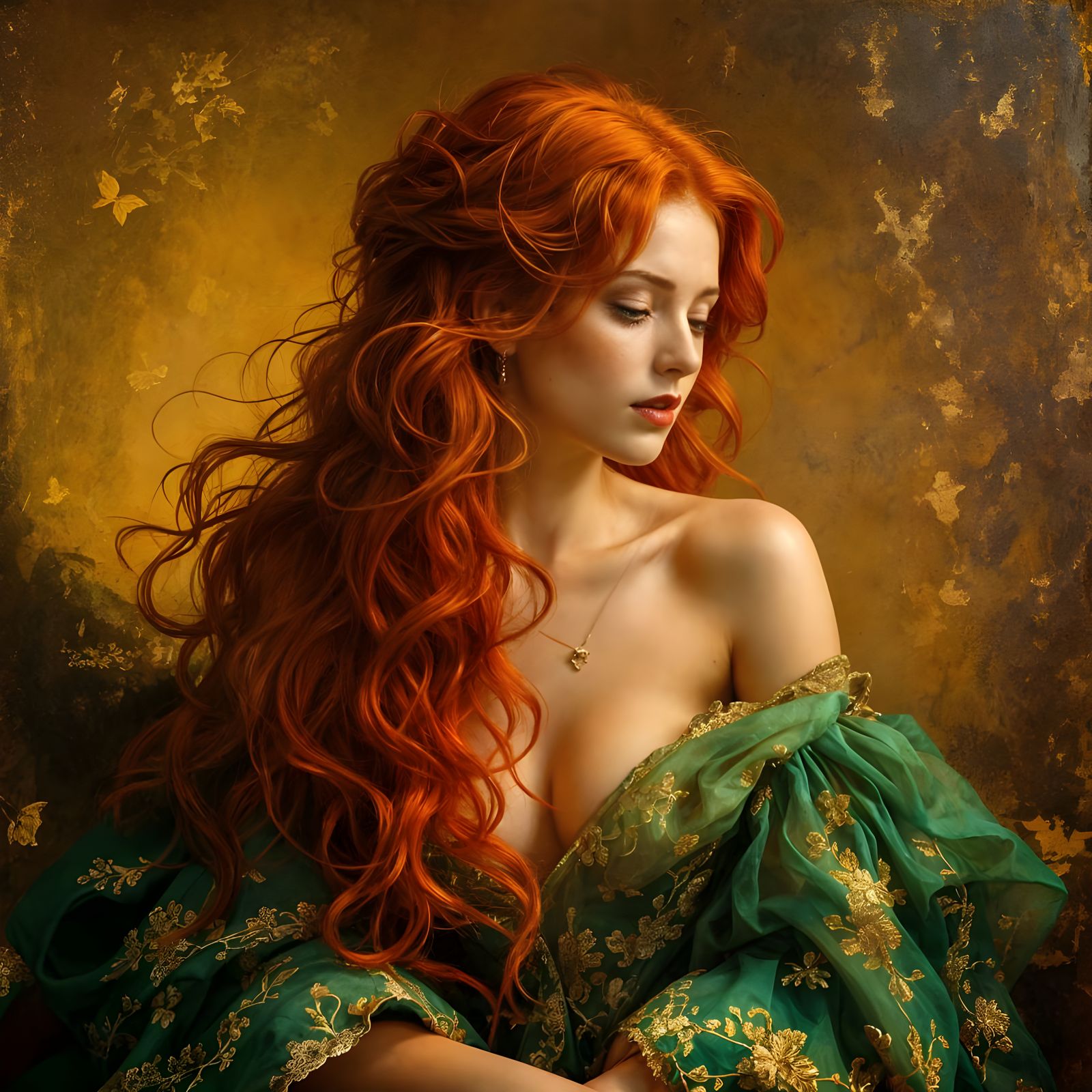 Romantic Portrait of Fiery Red Haired Woman