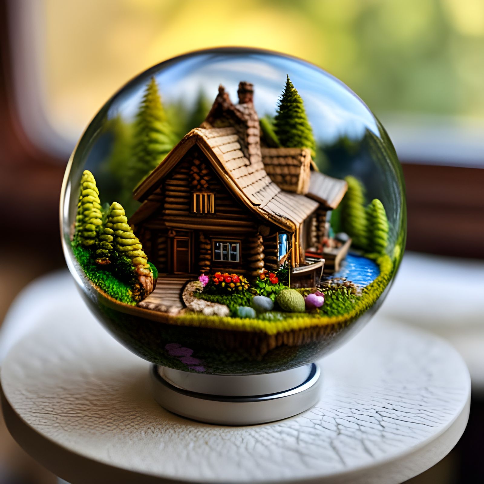 Miniature Fantasy World in Glass Sphere