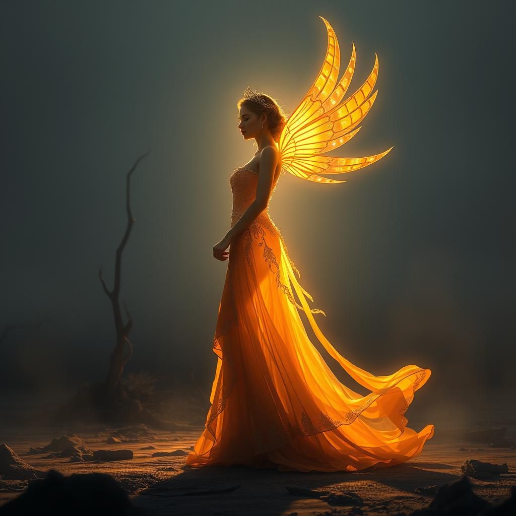 Ethereal Princess Radiating Hope in Desolation