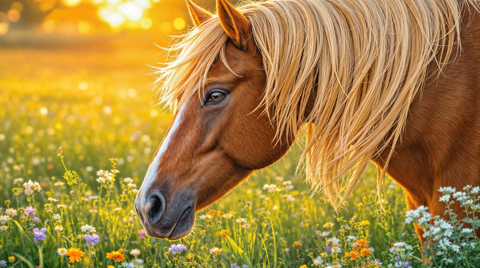 Stunning Sunset Horse in a Vibrant Meadow