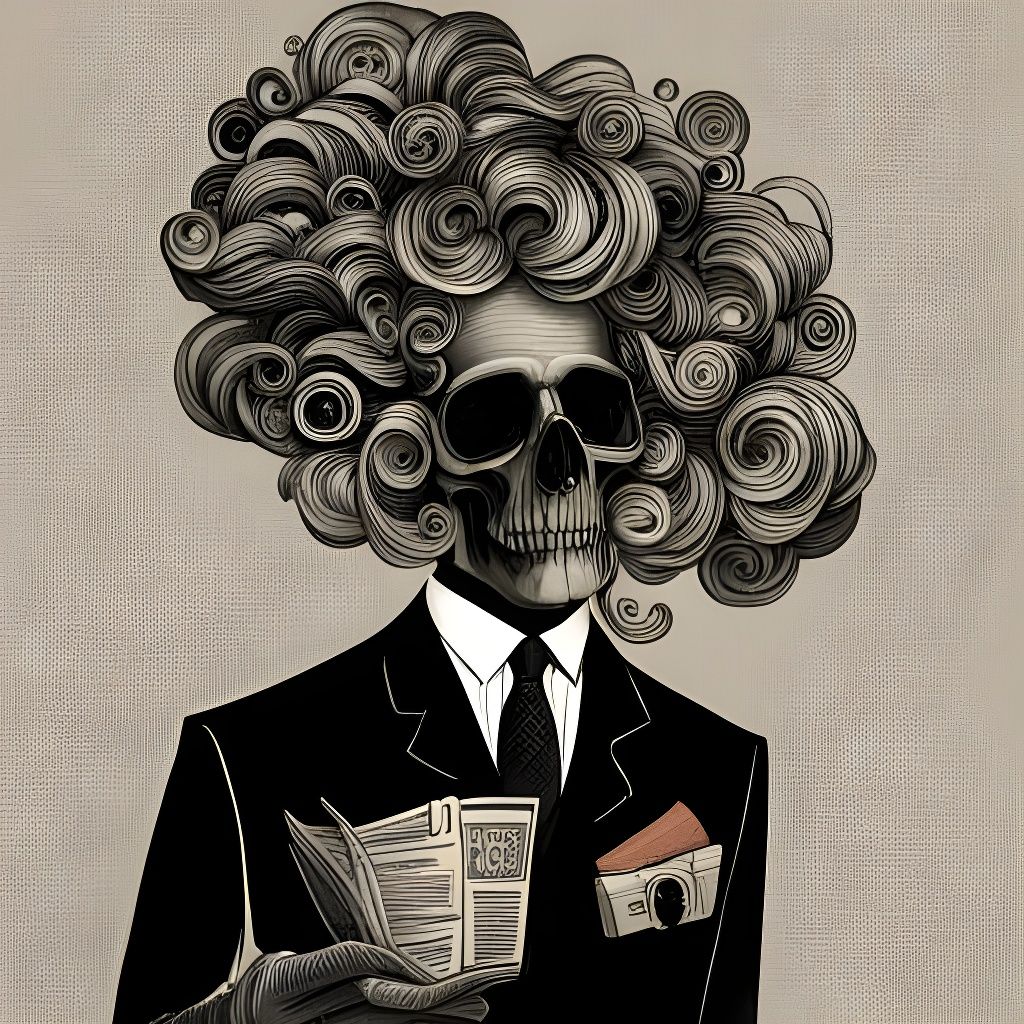 Intricate Skull Portrait in Collage Art Style