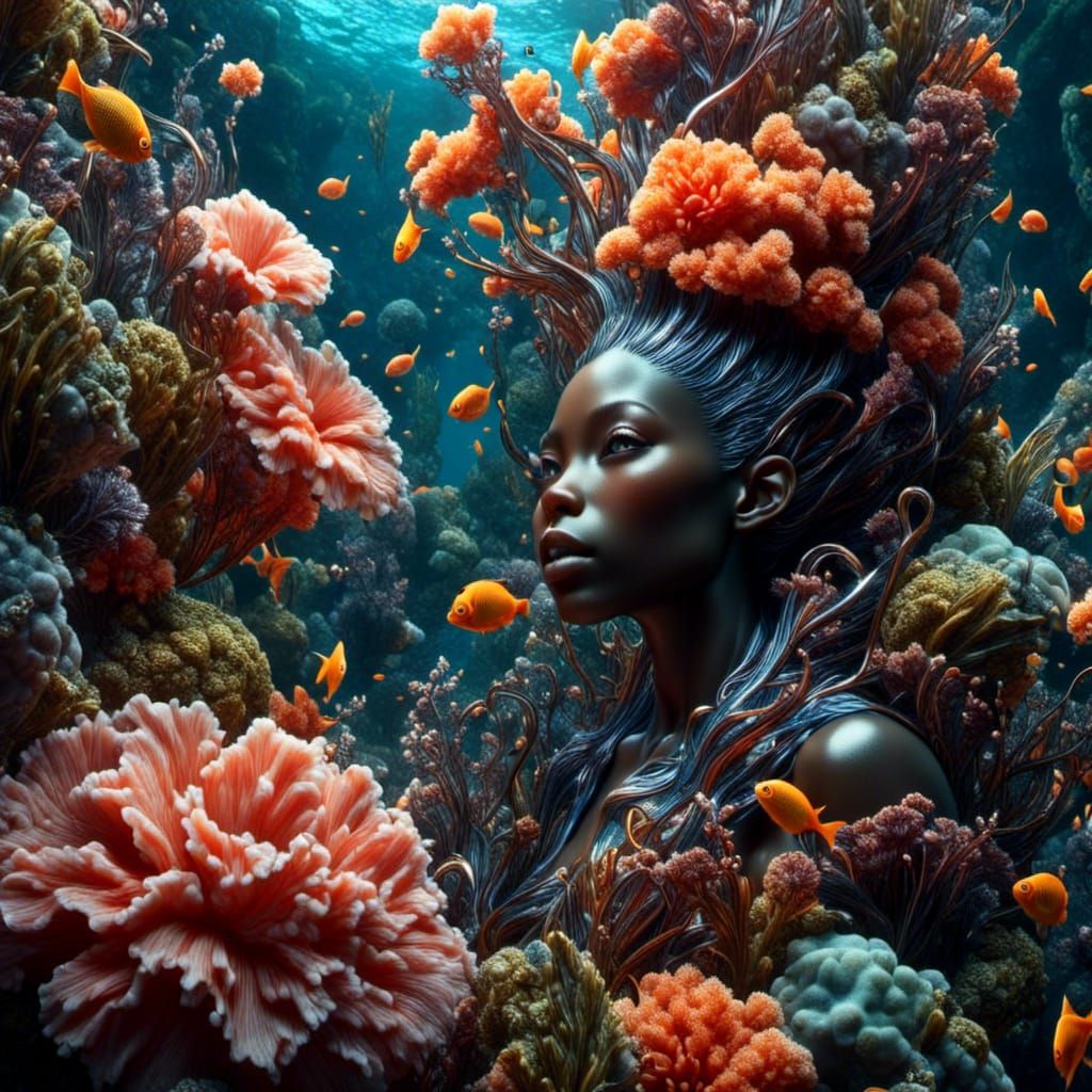 Joyful Underwater Scene with Coral Reef Life