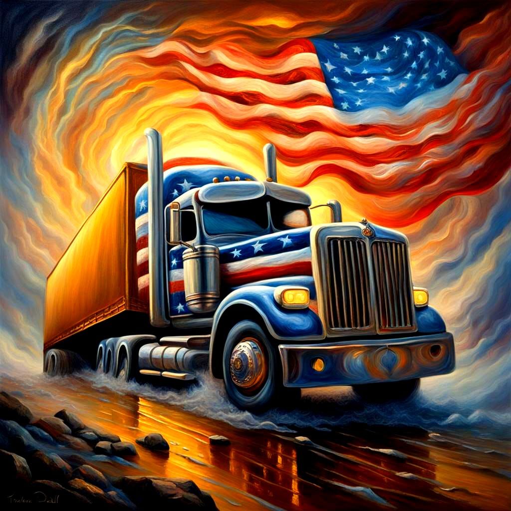 Golden American Truck: A Surreal Digital Dream