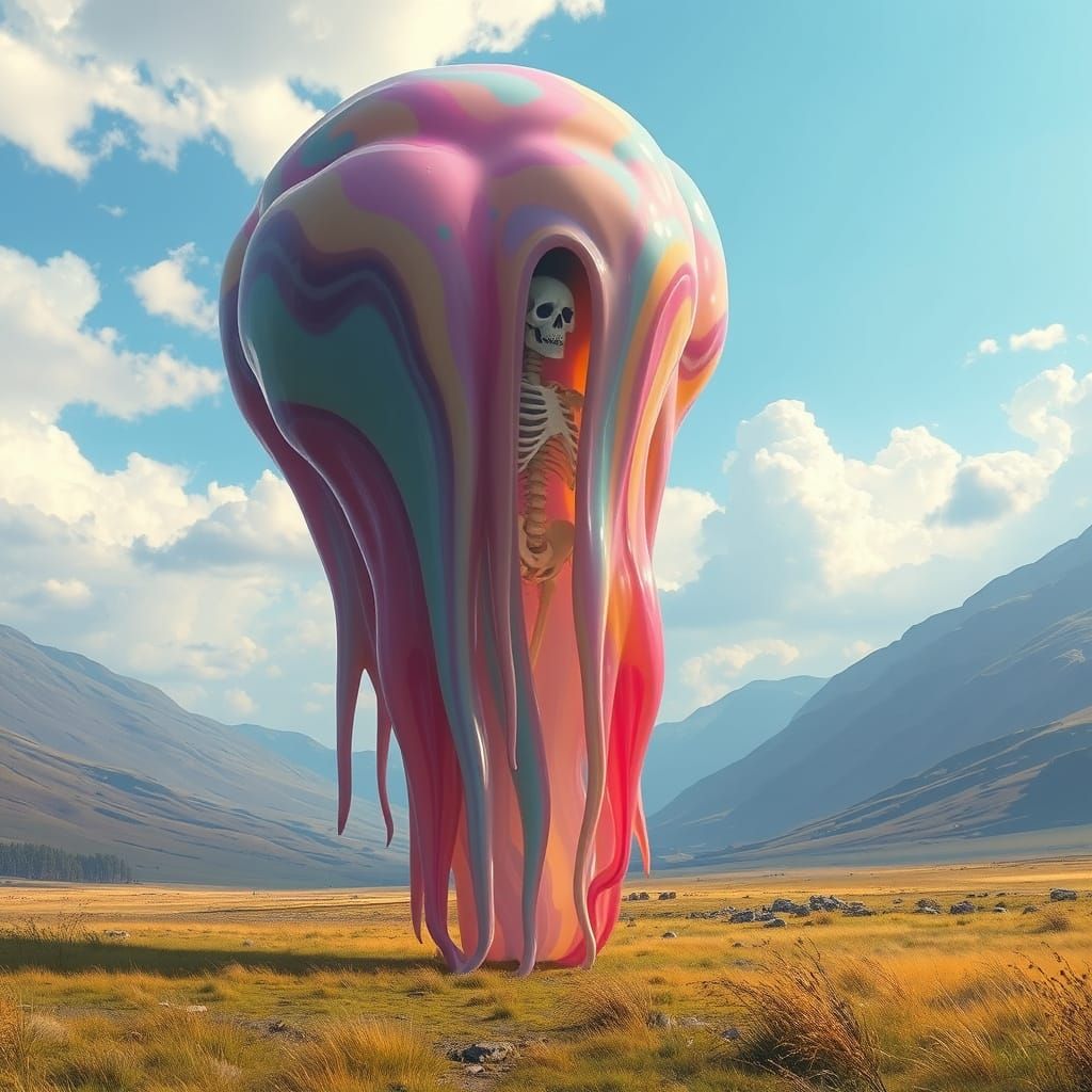 Giant Multicolored Slime Walks in Valley