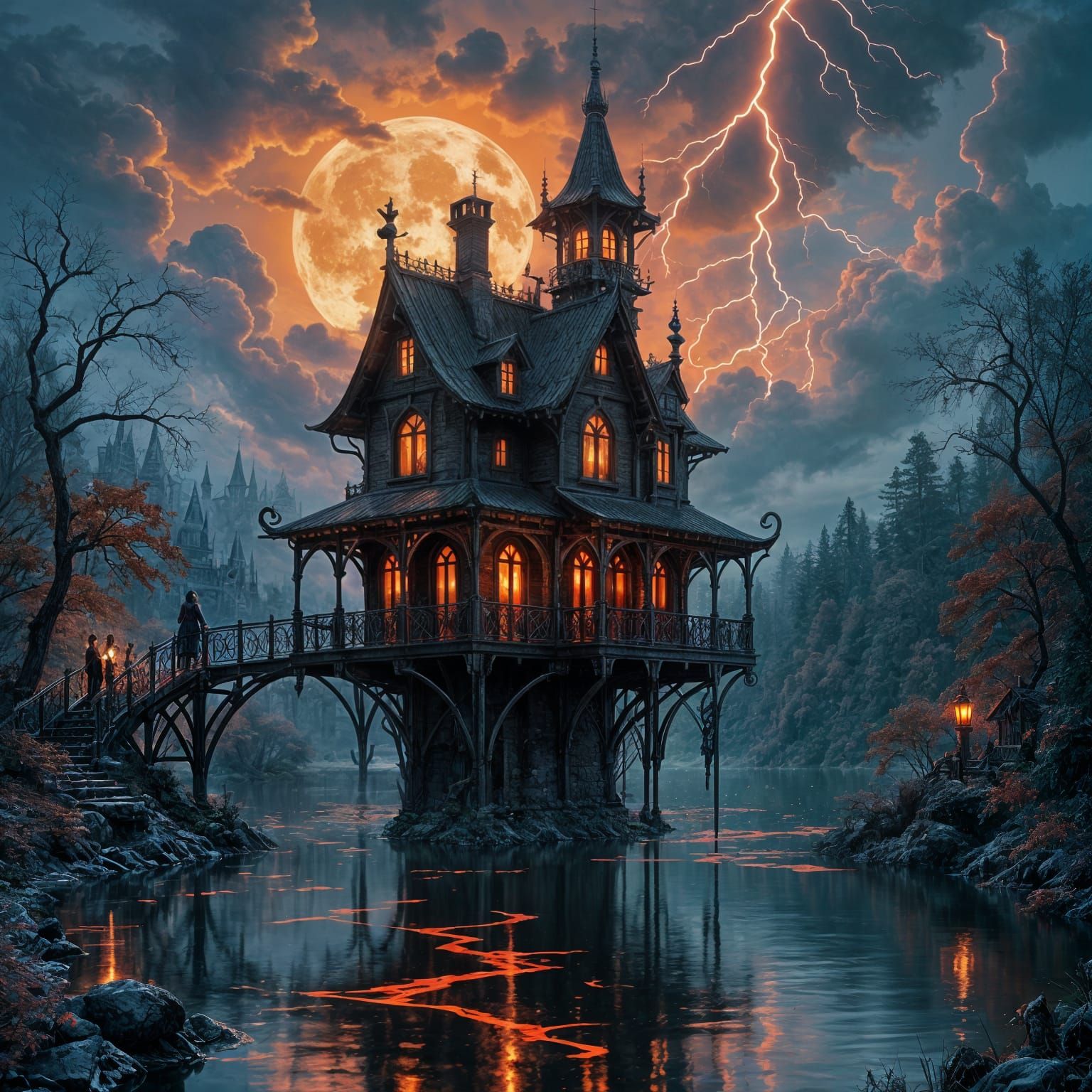 Cursed Fairytale: Fire-Red Witch's Manor on Molten Lake