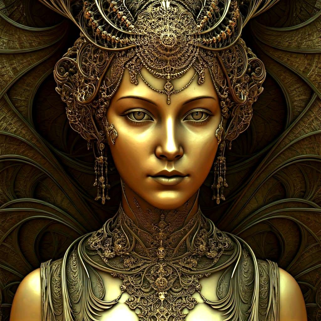 Art Deco Metal Sculpture of a Beautiful Woman