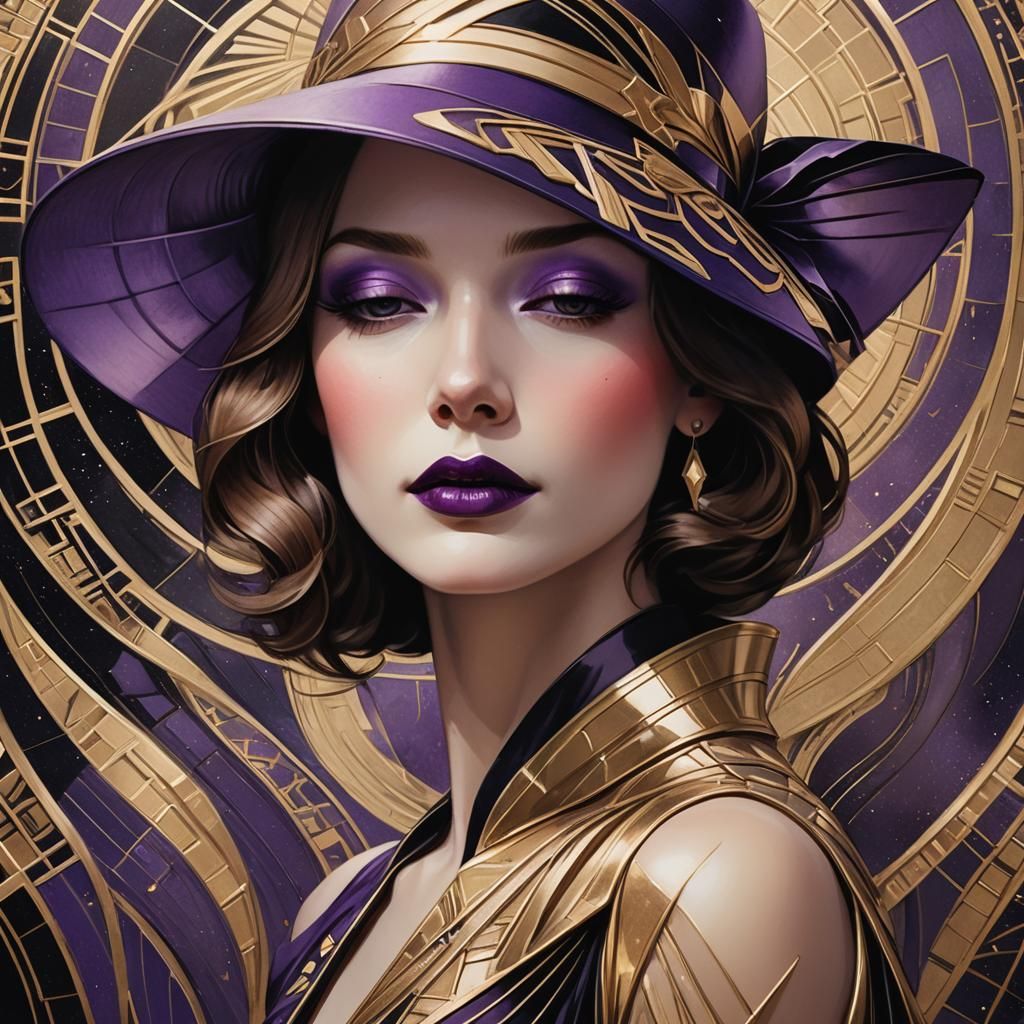 Dramatic Art Deco Portrait of Ethereal Woman