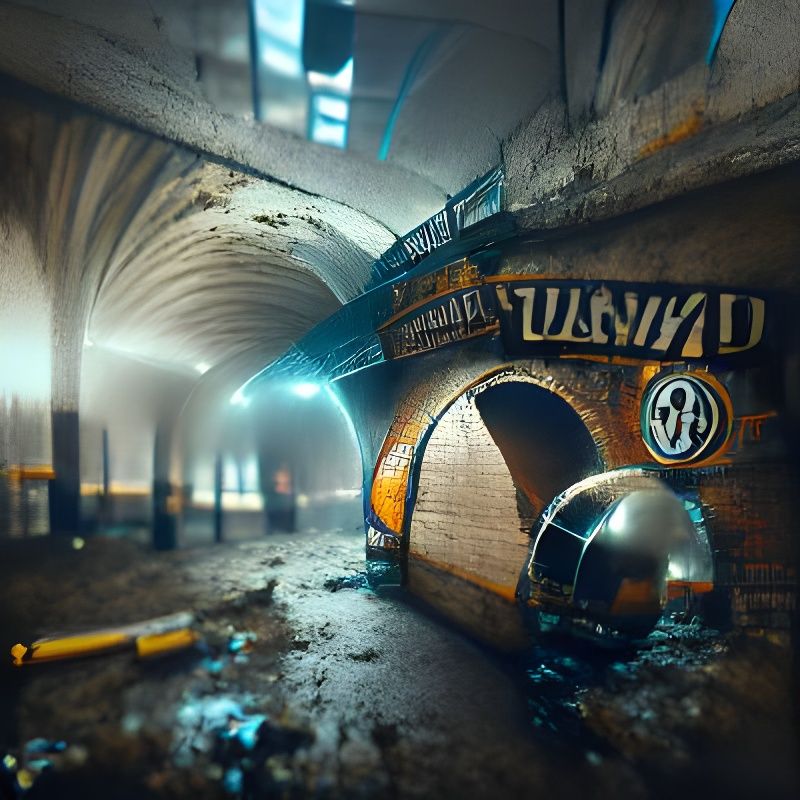 Abandoned Subway Tunnel in Dieselpunk Style