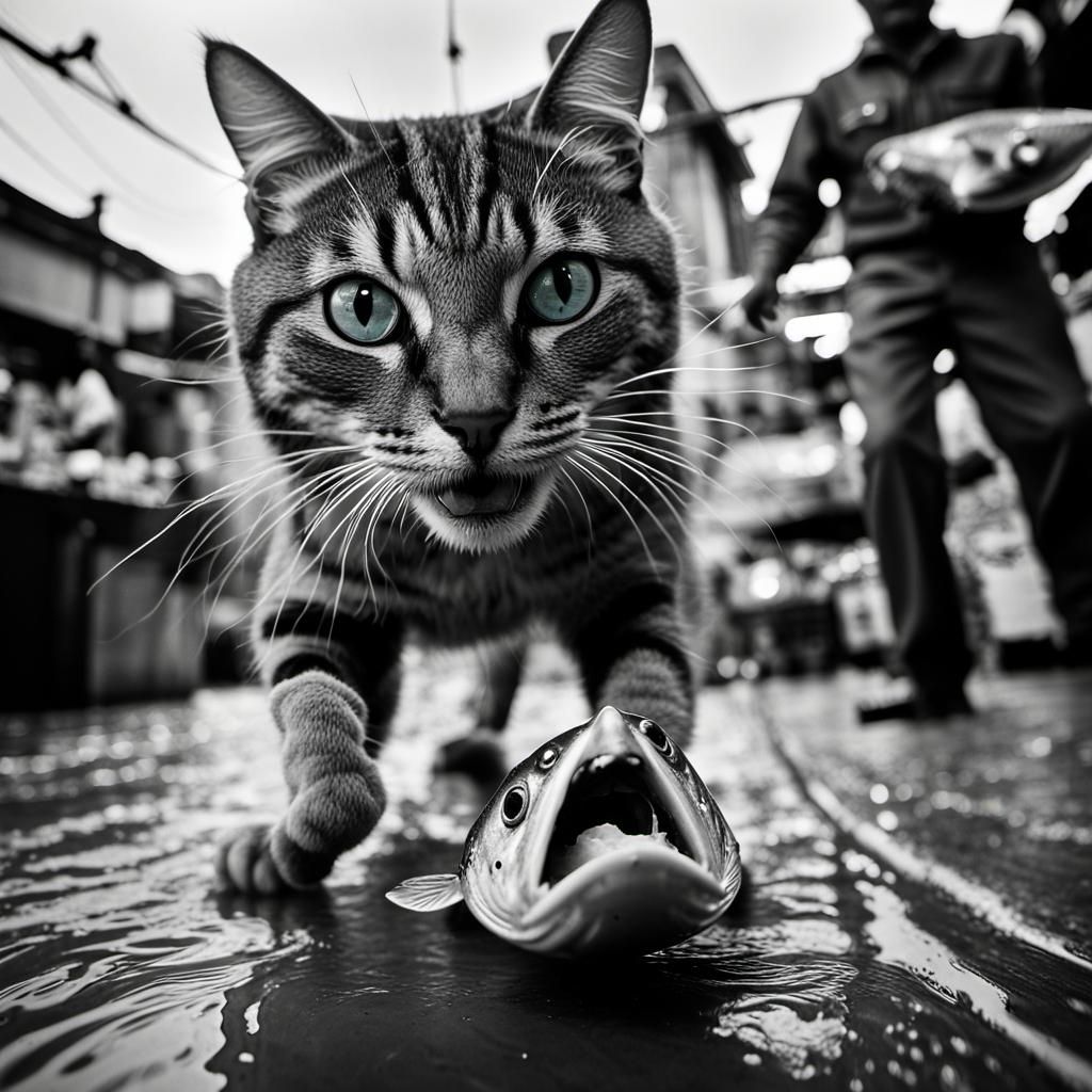 Scared Cat's Escape: Daido Moriyama Style