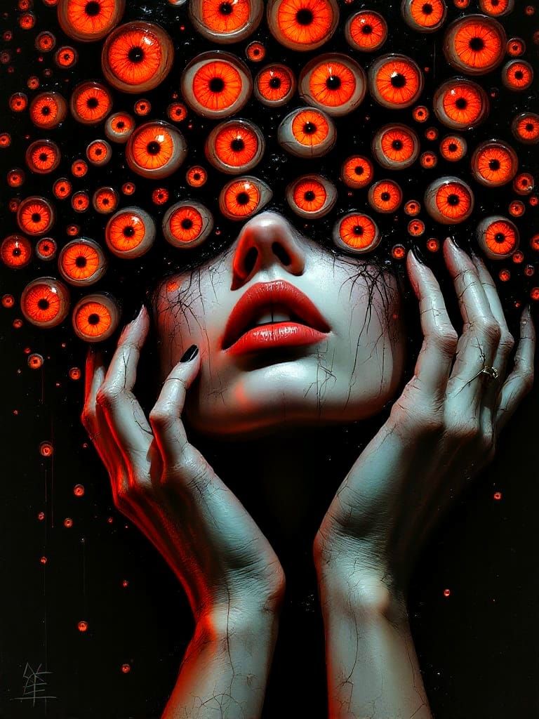 Eerie Transformation: Woman's Face Becomes Eyes