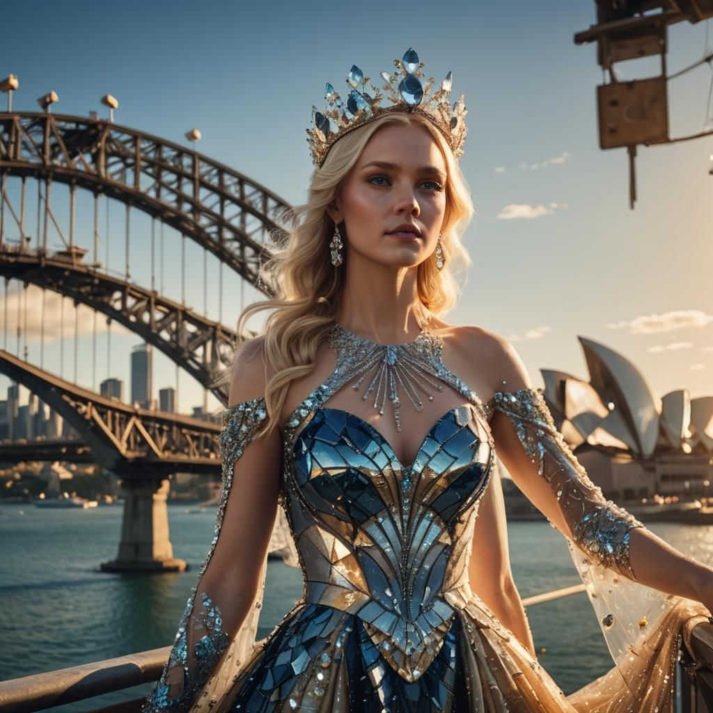 Crystal Gown on Sydney Harbour Bridge: Fantasy Art