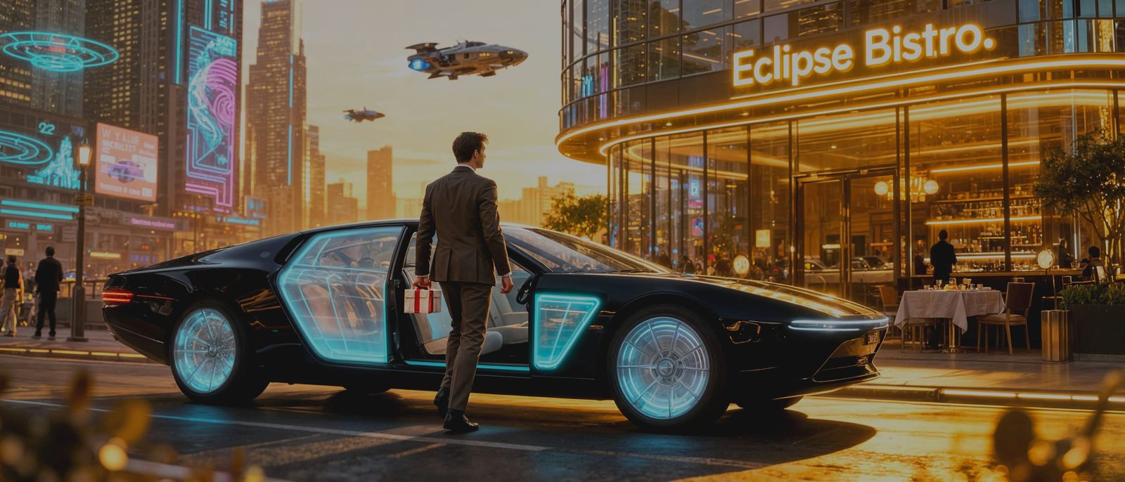 Futuristic First Date Arrival in a See-Through Car