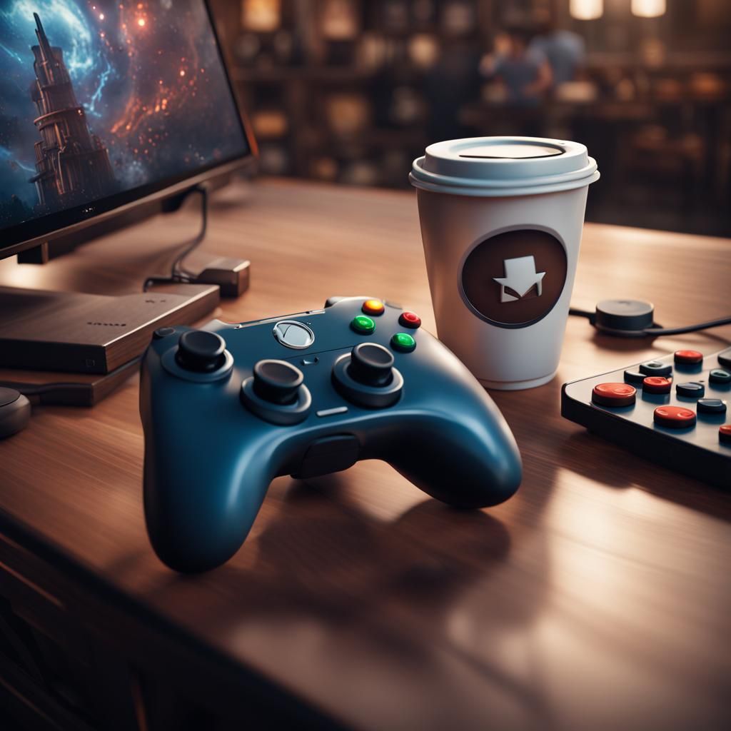 Coffee, Controller, and Games: Detailed Matte Painting