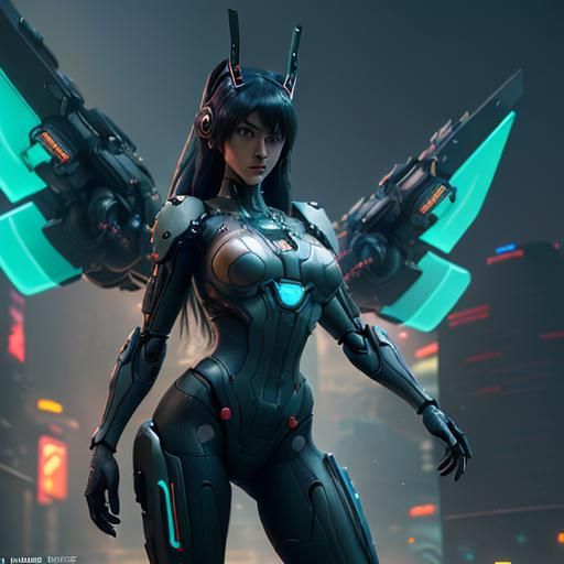 Nintendo Switch Girl in Cyberpunk Anime Style